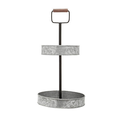 Drummond Two-Tier Galvanised Steel Cake Stand With Handle