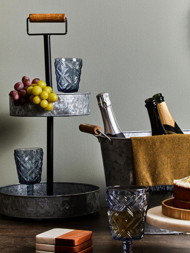 Drummond Two-Tier Galvanised Steel Cake Stand With Handle