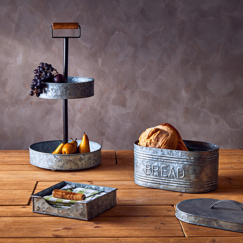 Drummond Two-Tier Galvanised Steel Cake Stand With Handle