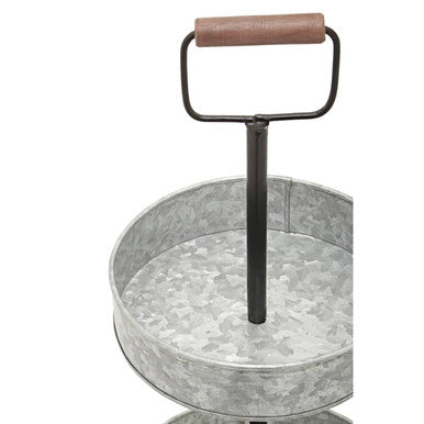 Drummond Two-Tier Galvanised Steel Cake Stand With Handle