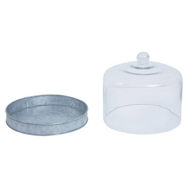 Drummond Galvanised Steel Cake Plate With Glass Dome