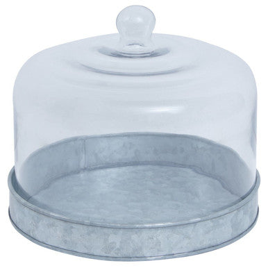 Drummond Galvanised Steel Cake Plate With Glass Dome