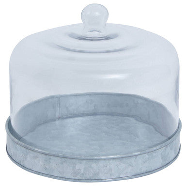 Drummond Galvanised Steel Cake Plate With Glass Dome