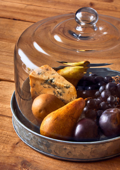Drummond Galvanised Steel Cake Plate With Glass Dome