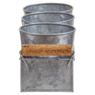 Drummond Set Of 3 Galvanised Steel Flower or Herb Pots With Tray