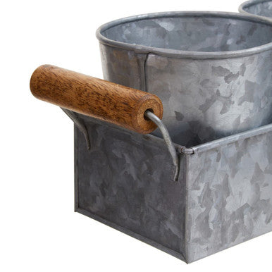 Drummond Set Of 3 Galvanised Steel Flower or Herb Pots With Tray