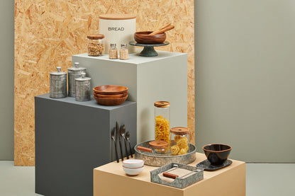 Drummond Round Galvanised Steel Tray With Wood Handles