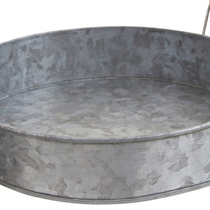 Drummond Galvanised Steel Round Tray With Wood Handles