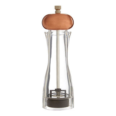 Cody Clear Small Salt or Pepper Mill with Copper Top