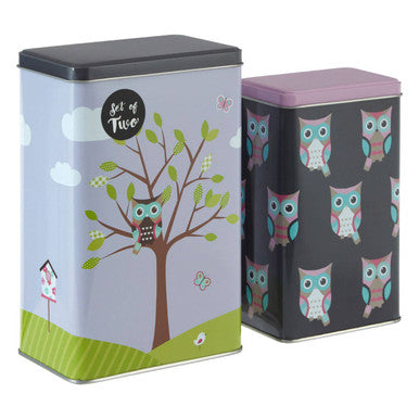 Paice Set Of 2 Happy Owls Storage Canisters