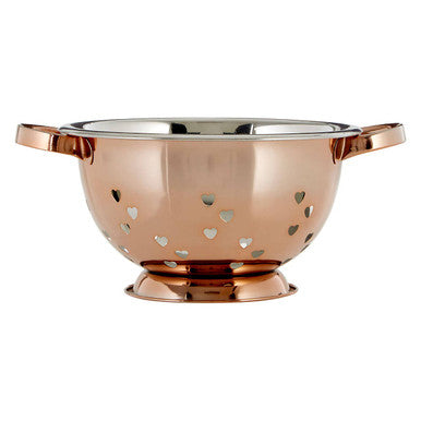 Hollis Rose Gold Hearts Design Colander
