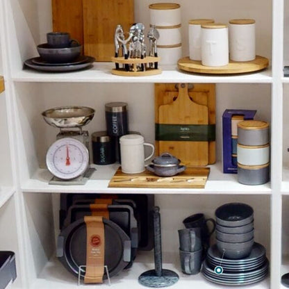 Set Of 3 Grey Enamel Liberty Canisters