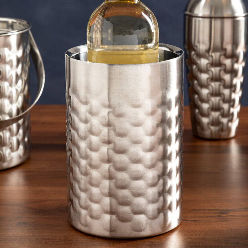 Honey Bee Wine Cooler with textured surface on a wooden surface