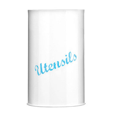 White and Blue Utensil Canister