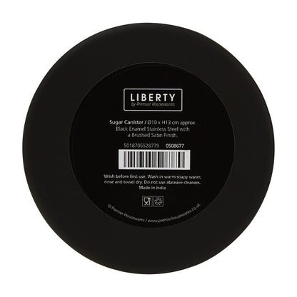 Liberty Black Enamel Sugar Canister With Silver Lid