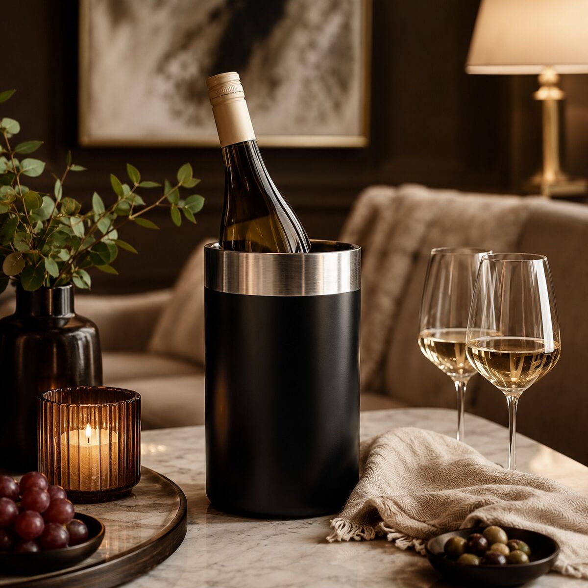 Mixology Hammered Black Band Bottle Cooler