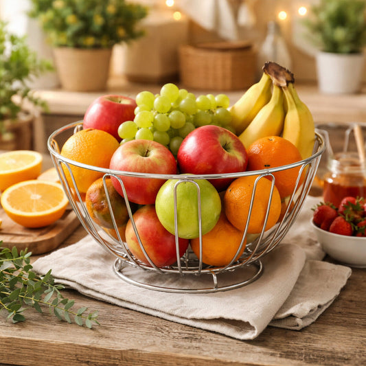 Avalon Chrome Round Fruit Basket