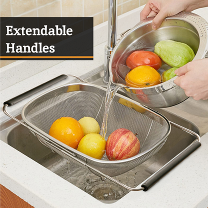 Over Sink Drainer with Extendable Black Handles | Zenigo