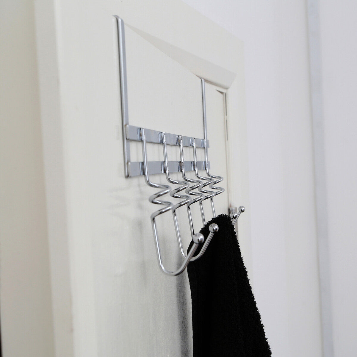 Jaxen Over Door 5-Hook Swirl Hanger | Chromed Iron