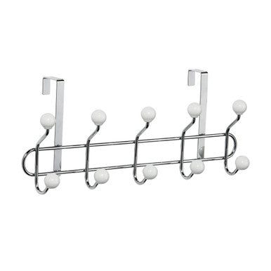 Jaxen Over Door 10-Hook Hanger | Chrome & Ceramic Ball Tips