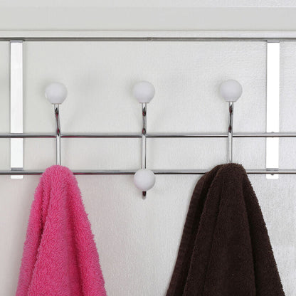 Jaxen Over Door 10-Hook Hanger | Chrome & Ceramic Ball Tips