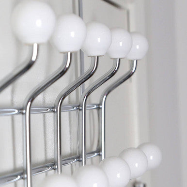 Jaxen Over Door 10-Hook Hanger | Chrome & Ceramic Ball Tips