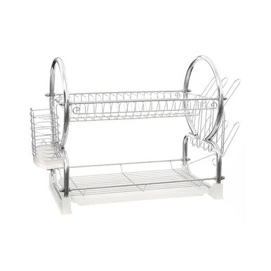2 Tier Dish Drainer with White Plastic Tray | Laurie