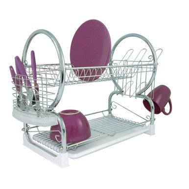 2 Tier Dish Drainer with White Plastic Tray | Laurie