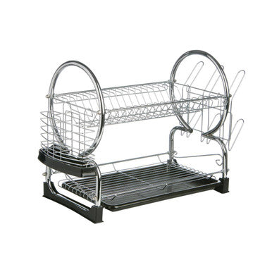 2 Tier Dish Drainer with Black Plastic Tray | Laurie