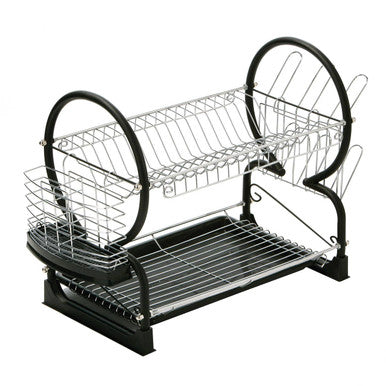Black Enamel Coated Frame 2 Tier Dish Drainer | Laurie