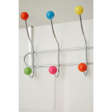 Jaxen Over Door 10-Hook Hanger | Chrome & Multicolour Ball Tips