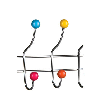 Jaxen Over Door 10-Hook Hanger | Chrome & Multicolour Ball Tips