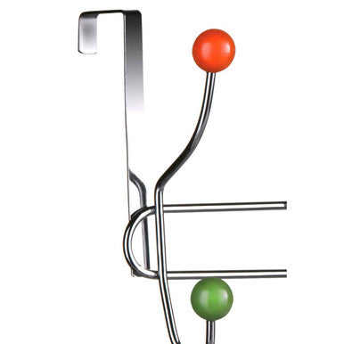 Jaxen Over Door 10-Hook Hanger | Chrome & Multicolour Ball Tips