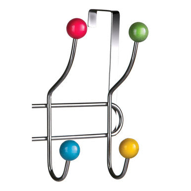 Jaxen Over Door 10-Hook Hanger | Chrome & Multicolour Ball Tips