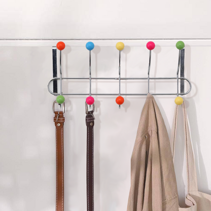 Jaxen Over Door 10-Hook Hanger | Chrome & Multicolour Ball Tips