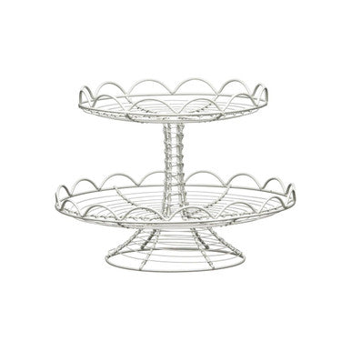 Cream Wire 2-Tier Cupcake Stand