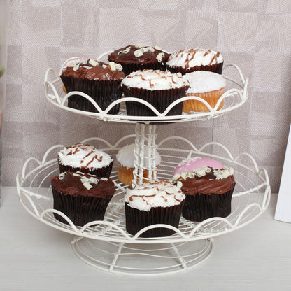 Cream Wire 2-Tier Cupcake Stand