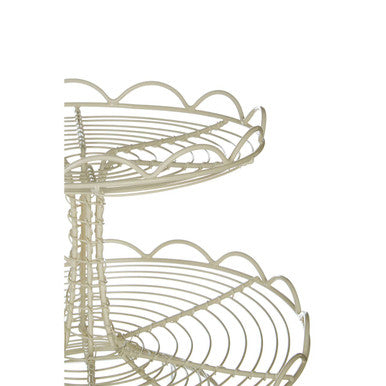Cream Wire 2-Tier Cupcake Stand