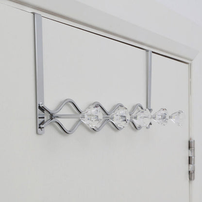 Jaxen Over Door Hanger with Five Diamante Hooks | Silver Chrome