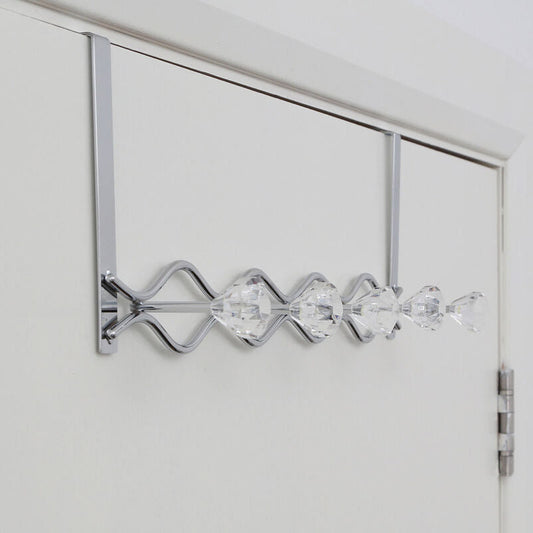 Jaxen Over Door Hanger with Five Diamante Hooks | Silver Chrome