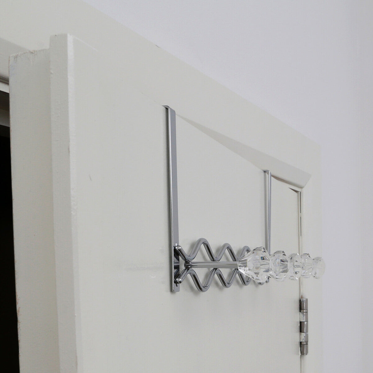 Jaxen Over Door Hanger with Five Diamante Hooks | Silver Chrome