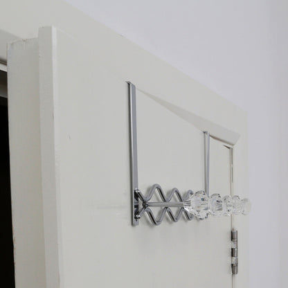 Jaxen Over Door Hanger with Five Diamante Hooks | Silver Chrome