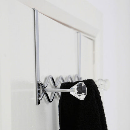 Jaxen Over Door Hanger with Five Diamante Hooks | Silver Chrome