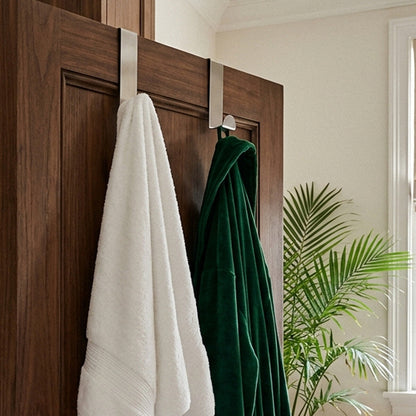 Over Door Set of 2 Reversible Stainless Steel Hooks