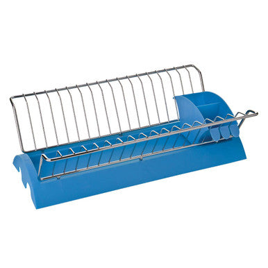 Blue Plastic and Chrome Wire Dish Drainer | Laurie