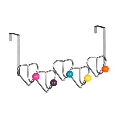 Jaxen Over Door 5-Hook Hanger | Heart Design | Chrome