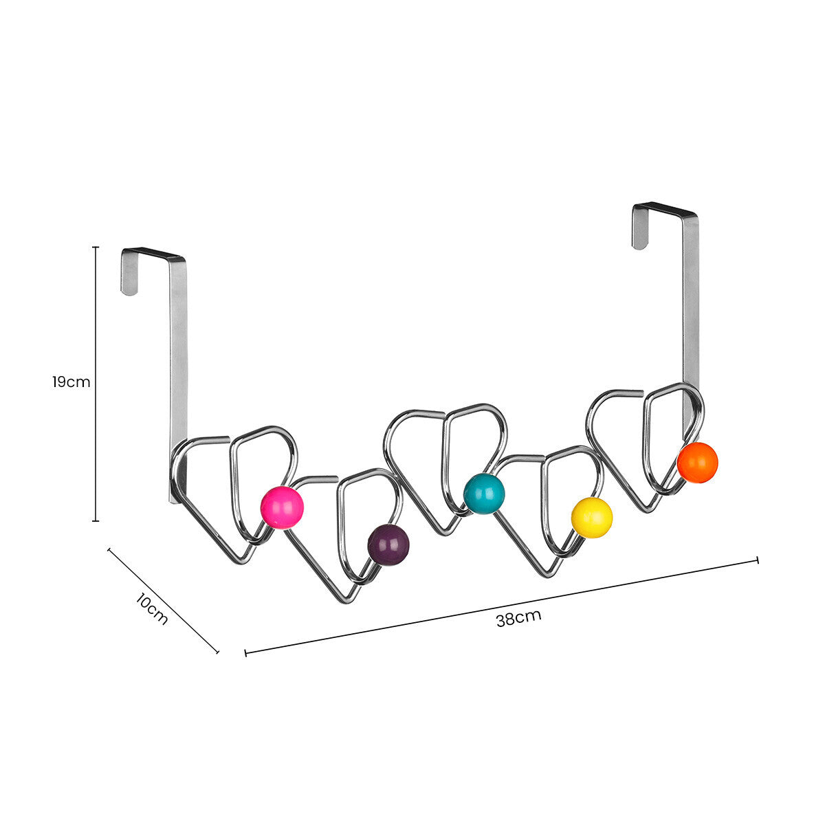 Jaxen Over Door 5-Hook Hanger | Heart Design | Chrome