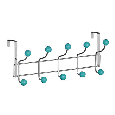 Ten Hook Over Door Hanger with Turquoise Ball Tips