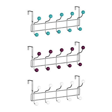 Ten Hook Over Door Hanger with Turquoise Ball Tips
