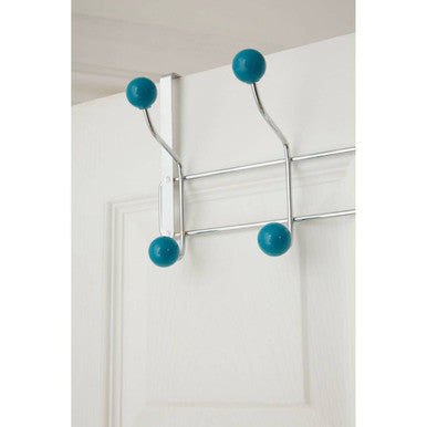 Ten Hook Over Door Hanger with Turquoise Ball Tips
